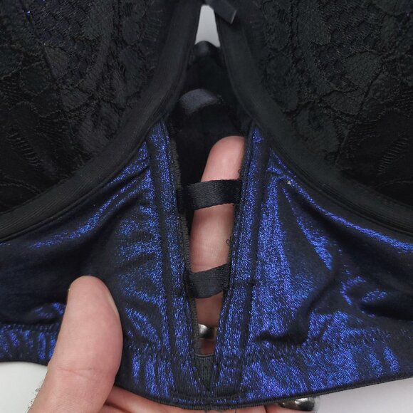 Cacique 46DD Bra Seriously Sexy Lightly Lined Balconette Shimmer Lace Bows NWT - Picture 8 of 13